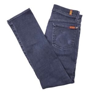 7 For All Mankind Women's 29 Dark Wash Slimmy Mid Rise Straight Leg Denim Jeans